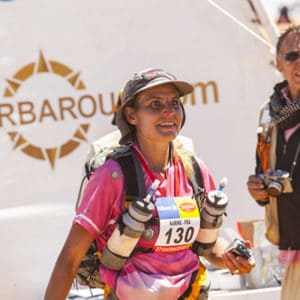 Karine Baillet à l'arrivée du Marathon des Sables